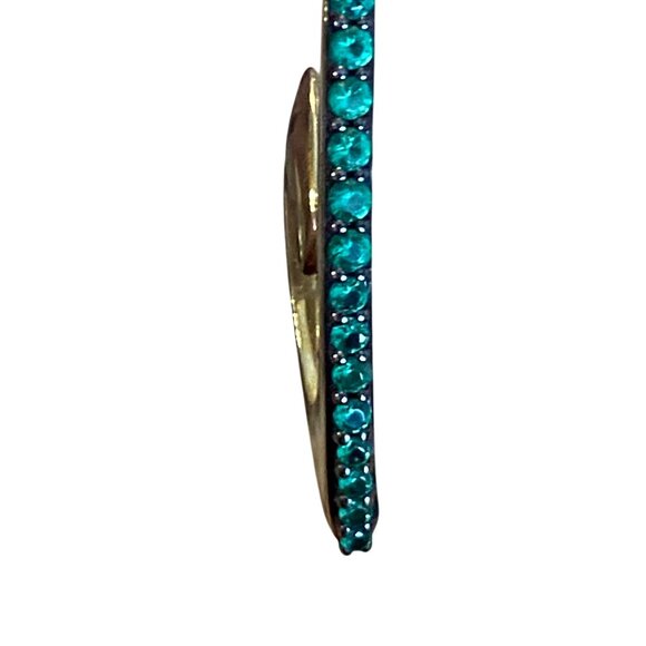Gold & Teal Realm Drop Earrings With Embellished Crystals For Women - Picture 2 of 7